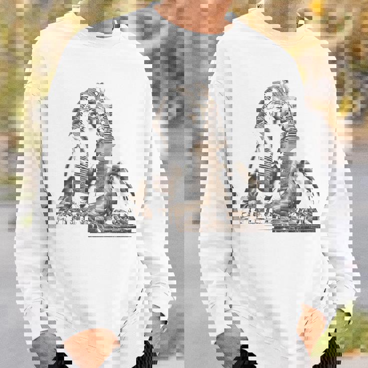 エジプト スフィンクス 神秘 ラムセス バックプリント スウェットシャツ 彼への贈り物