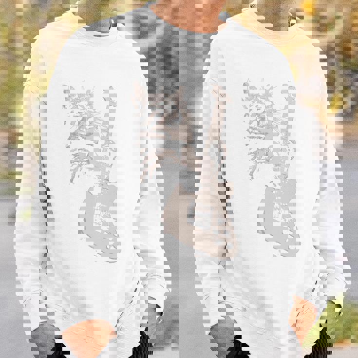 エレキギターを弾く猫 面白いキャットロッカー ロックショー 長袖tシャツ スウェットシャツ 彼への贈り物