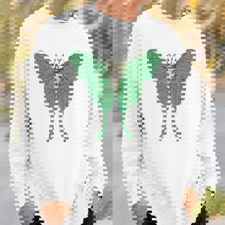 オオミズアオ ルナモス 薄い 緑色 黄緑色 蛾 Luna Moth レトロ 虫 昆虫 イラスト かっこいい おしゃれ スウェットシャツ 彼への贈り物