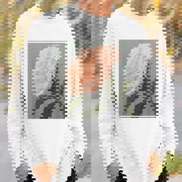 オリジナル現代アート「ピーチローズ」 スウェットシャツ 彼への贈り物