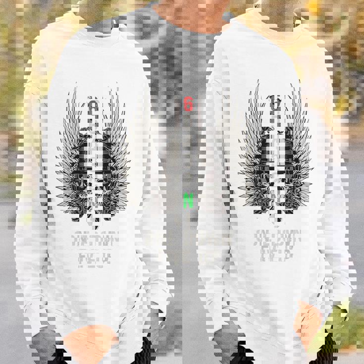 オートバイのギアシフト 1 ダウン 5 アップ バイカー スカル 背面 スウェットシャツ 彼への贈り物