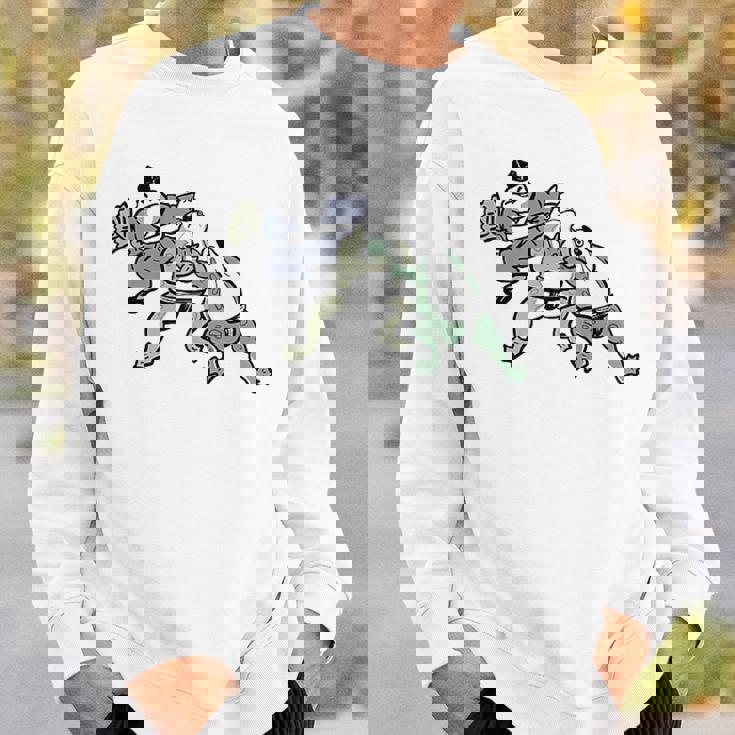 カエル 相撲 伝統 浮世絵 のようなカエルイラスト かわいい 渋かっこいい ワンポイント スウェットシャツ 彼への贈り物