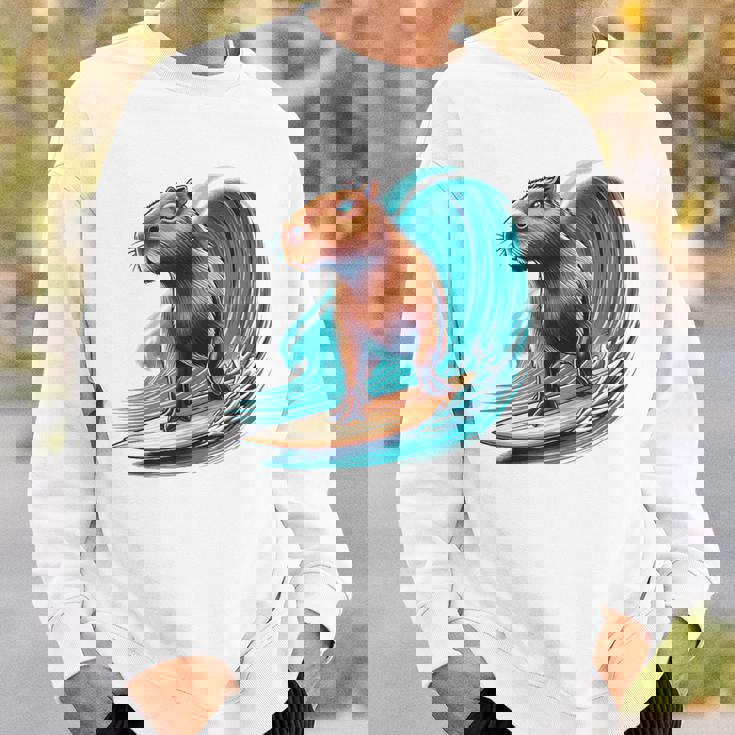 カッコイイ カピバラ サーファー サーフボード サーフィン メンズ レディース キッズ キャピー スウェットシャツ 彼への贈り物