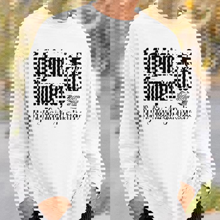 カフェイン猫・章 マイミッドナイトルーチン ナイトキャット フクロウ 長袖tシャツ スウェットシャツ 彼への贈り物