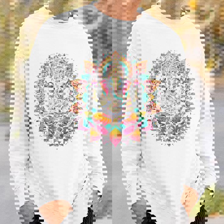 ガネーシャシンボル ヨガ ヒンドゥー教 象 神 ガネーシャ プージャ 長袖tシャツ スウェットシャツ 彼への贈り物