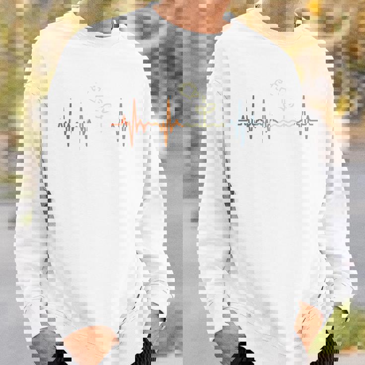 ガーデニング心電図レトロ園芸家脈線心拍 長袖tシャツ スウェットシャツ 彼への贈り物