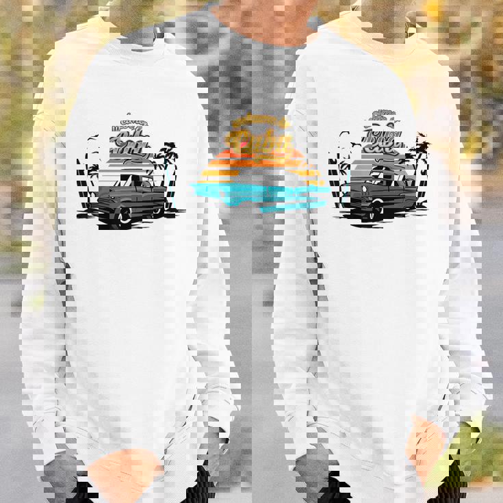 キューバ ヴィンテージカー ラム酒 葉巻 ビーチ 夕日 サーフボード ヤシの木 ハバナ ギフト お土産 太陽 カリブ海 スウェットシャツ 彼への贈り物