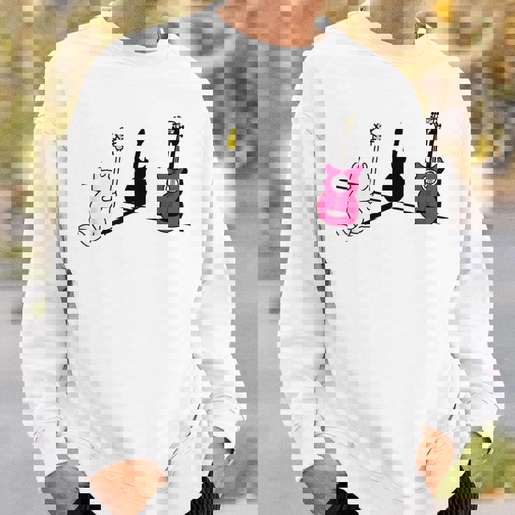 ギターの影を作る猫デザイン スウェットシャツ 彼への贈り物