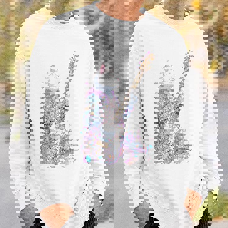 ギターを弾く猫 ネコ おもしろ かわいい ロック おしゃれ スウェットシャツ 彼への贈り物