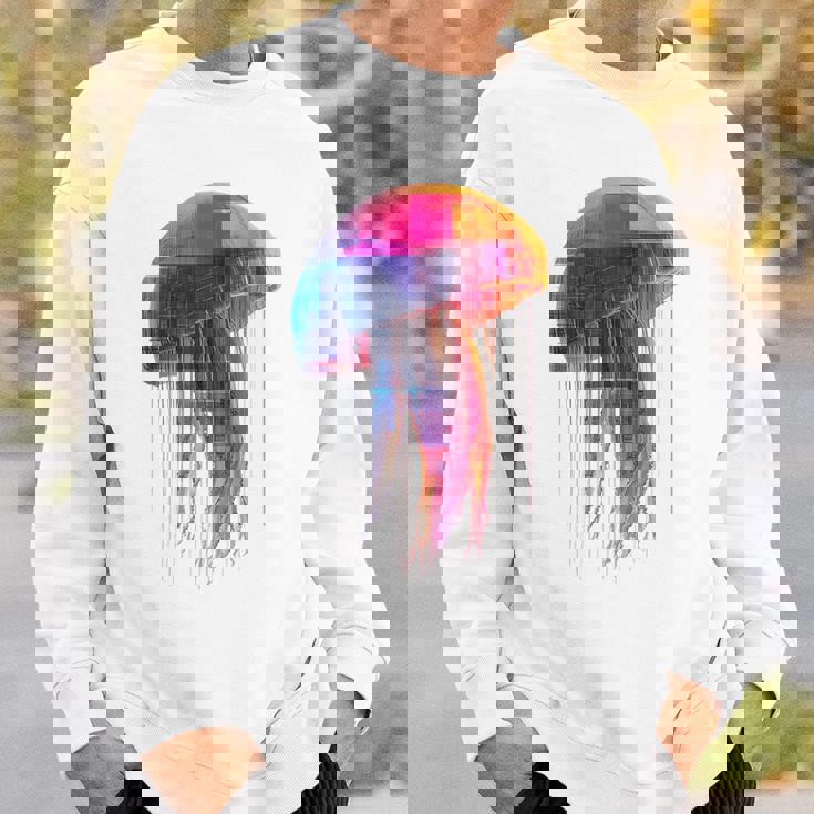 クラゲ 幾何学模様 動物 抽象 カラフル アート クラゲ スウェットシャツ 彼への贈り物