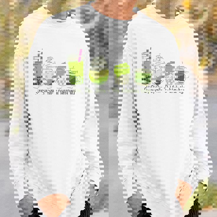 クリーミーダルゴナ抹茶ボバティー、スマイル、抹茶の方法 スウェットシャツ 彼への贈り物