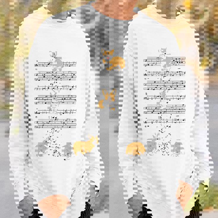 コーギー 犬 音符 音符 ミュージシャン かわいい コーギー 犬 スウェットシャツ 彼への贈り物