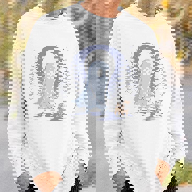 ゴースト 犬 散歩 面白い ハロウィン コスチューム パーティー パグ愛好家 長袖tシャツ スウェットシャツ 彼への贈り物