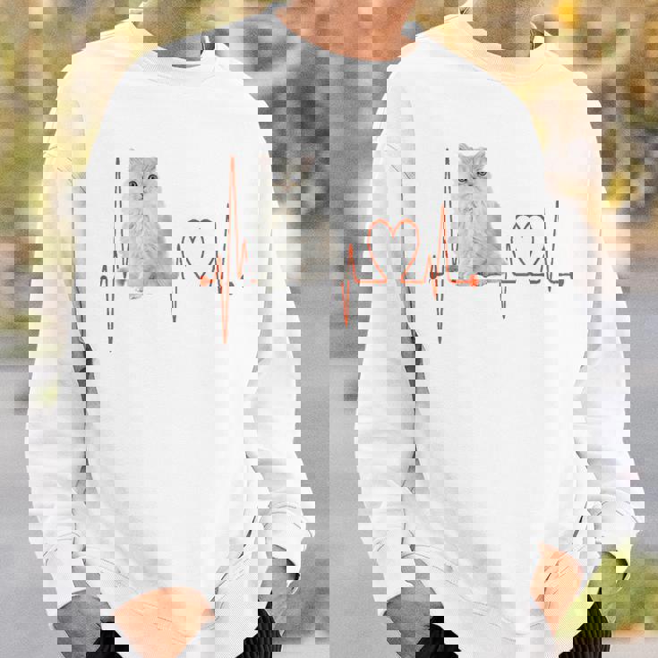 ゴールデンチンチラ ペルシャ猫 ハートビート Ekg I Love My Cats スウェットシャツ 彼への贈り物