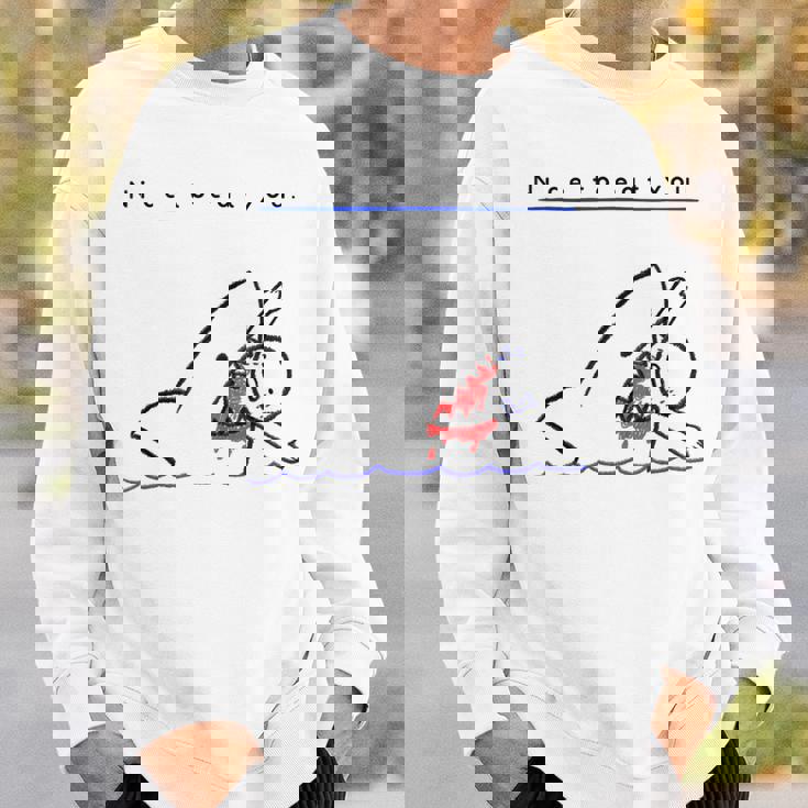 サメのことわざ ブラックユーモア Nice To Eat Yo スウェットシャツ 彼への贈り物