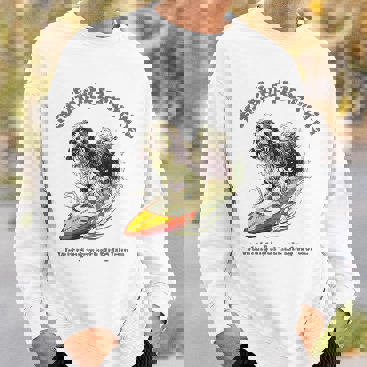 サーフィン 犬 ビアデッドコリー かわいい 面白い スウェットシャツ 彼への贈り物