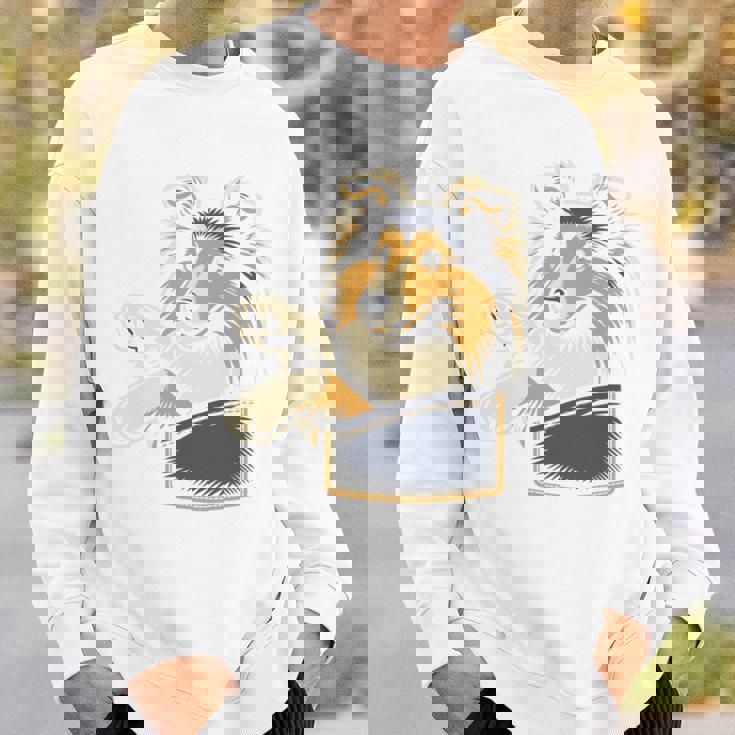 シェルティのグラフィック デザインを覗くかわいいシェットランド ・ シープドッグ 長袖tシャツ スウェットシャツ 彼への贈り物