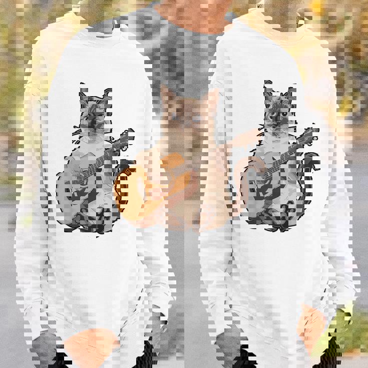 シャム猫ギタリスト ミーザー ギター奏者 スウェットシャツ 彼への贈り物