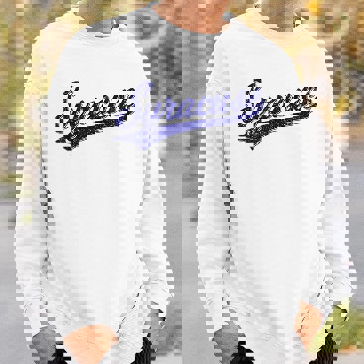 シラキュース ニューヨーク バーシティ スクリプト クラシック スポーツ ジャージスタイル スウェットシャツ 彼への贈り物