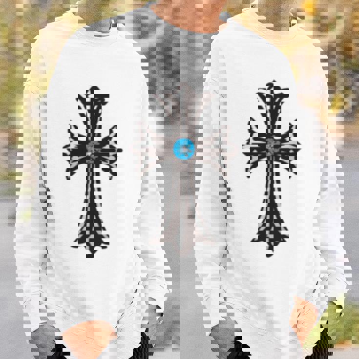 シルバークロス ブルーダイヤ 長袖tシャツ スウェットシャツ 彼への贈り物