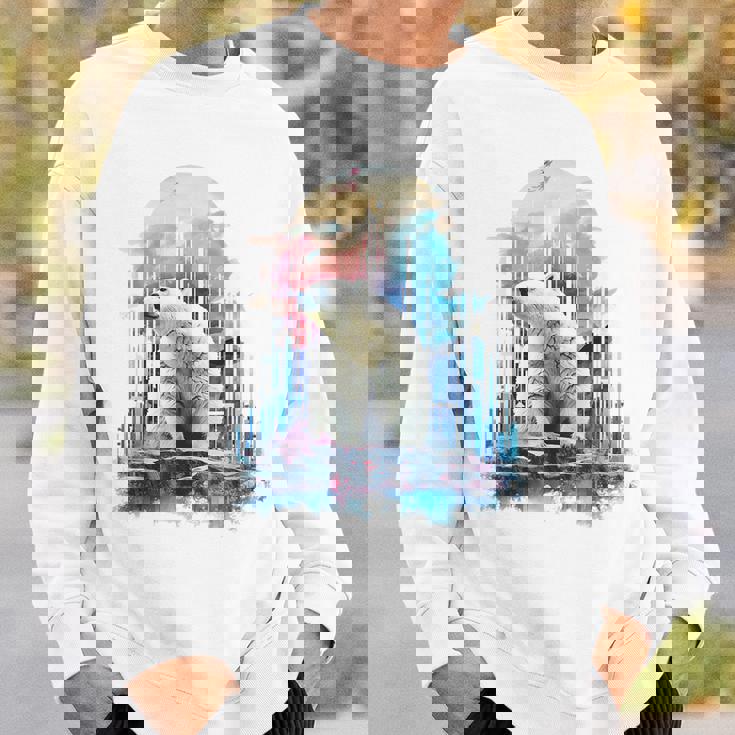 シロクマ 動物 カラフル 動物園 アート 描画 シロクマ スウェットシャツ 彼への贈り物