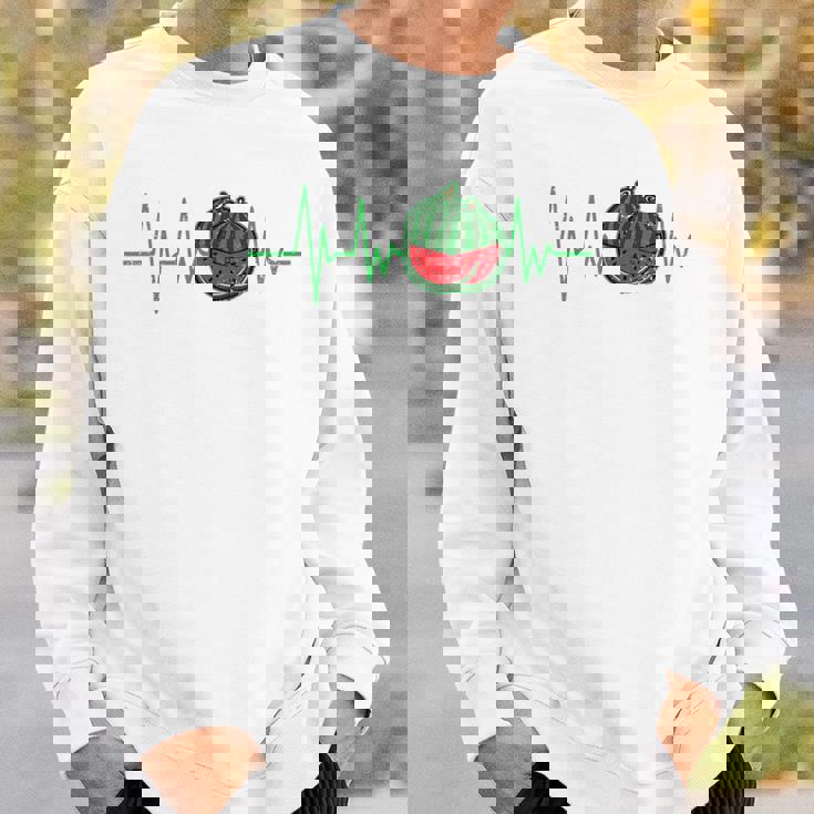 スイカ 農家 ハートビート ガーデニング 果物 農業 庭師 長袖tシャツ スウェットシャツ 彼への贈り物