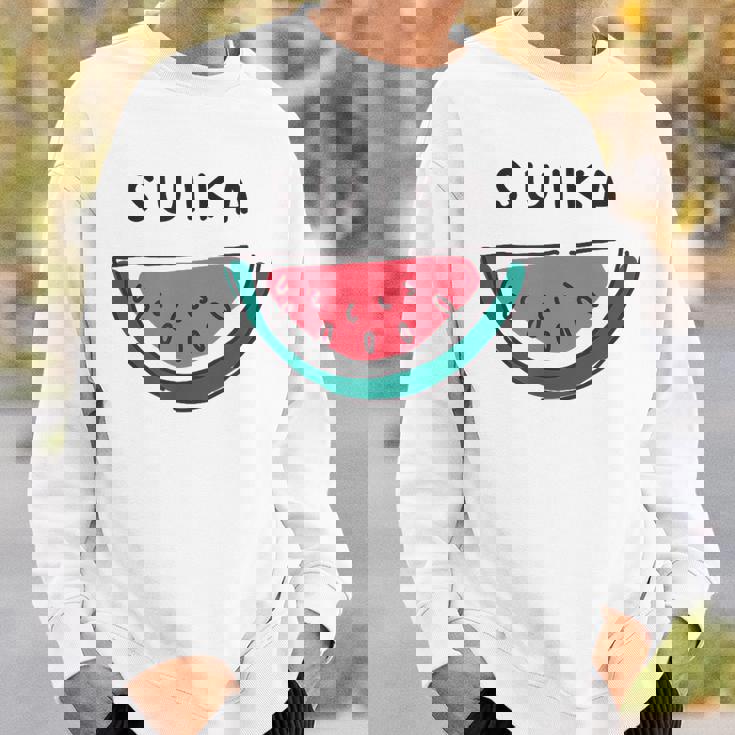 スイカuika 果物 すいか フルーツ スイカ好き かわいい おしゃれ シンプル スウェットシャツ 彼への贈り物