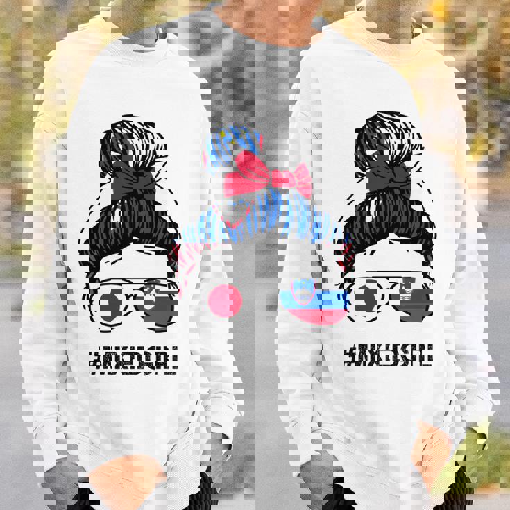 スロベニア 日本国旗 スロベニア 日本の散らかったお団子 長袖tシャツ スウェットシャツ 彼への贈り物