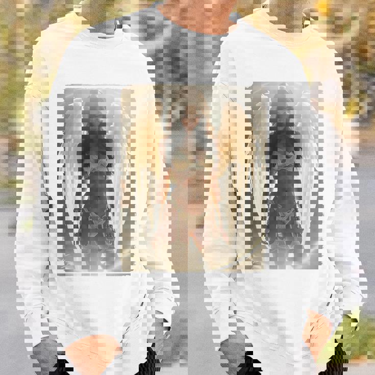 セクシーガールグラフィックtシャツ セクシーなブルネットエンジェルピンナップバックプリント スウェットシャツ 彼への贈り物