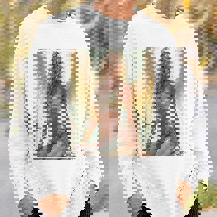 セクシーガールグラフィックtシャツ セクシーシッティングエンジェルピンナップバックプリント スウェットシャツ 彼への贈り物