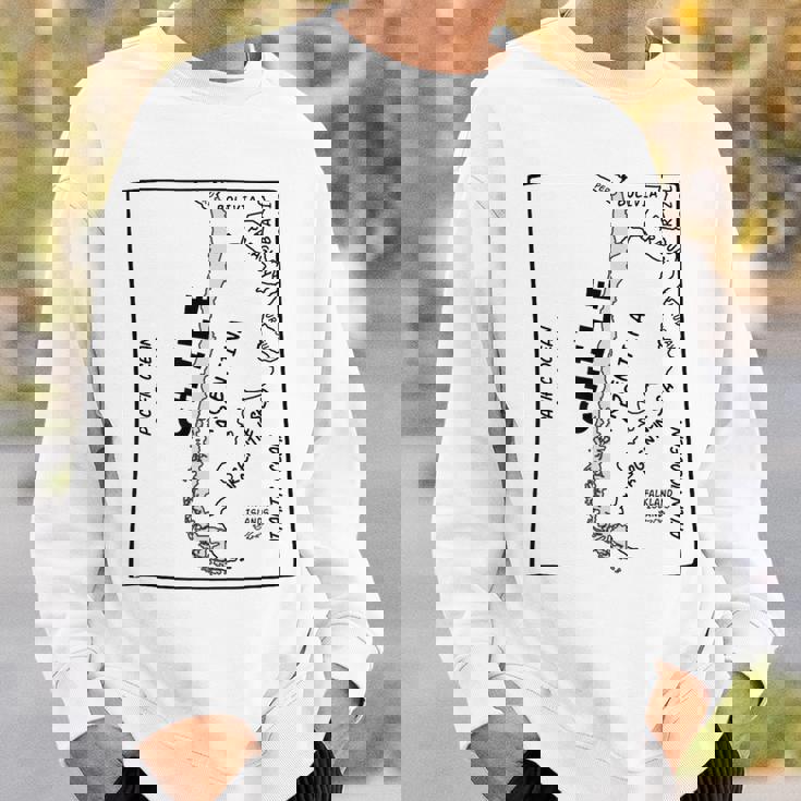 チリと近隣諸国の手描き黒線地図 スウェットシャツ 彼への贈り物