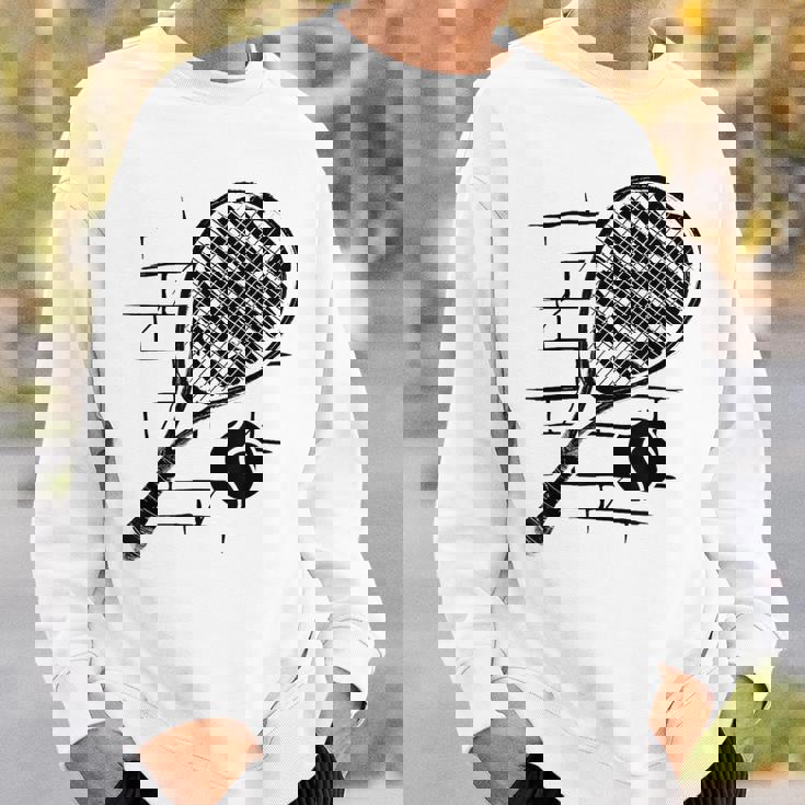 テニスラケット ボール シルエット 面白い スポーツ選手 コーチファン スウェットシャツ 彼への贈り物