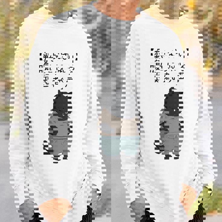 デブ猫「痩せなさい」腹にしみいる 医者の声 川柳風 面白tシャツ 食べすぎ注意 ダイエットネタ スウェットシャツ 彼への贈り物