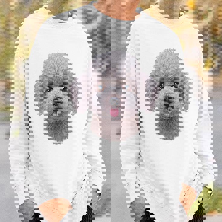 ホワイト トイプードル 犬 いぬ 顔 スウェットシャツ 彼への贈り物