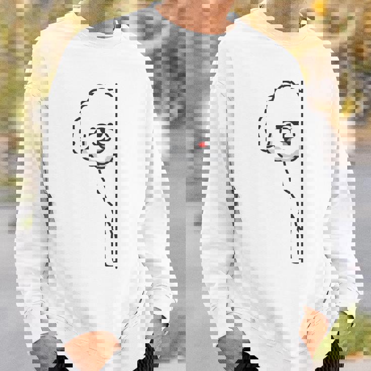 トイプードル 白 隠す 可愛い おもしろ シンプル イラスト 長袖tシャツ スウェットシャツ 彼への贈り物