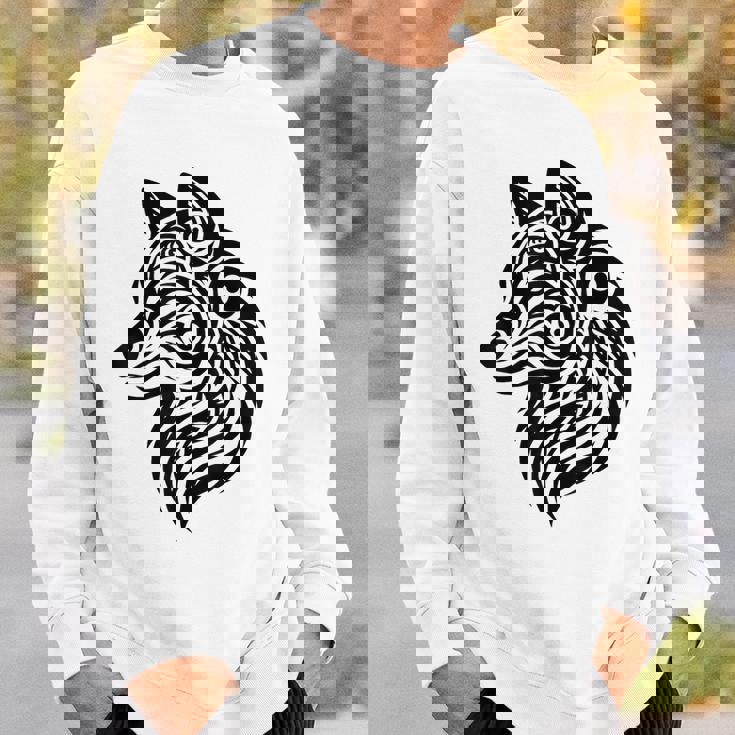 トライバルウルフ ポリネシア部族 マオリ柄 オオカミ スウェットシャツ 彼への贈り物