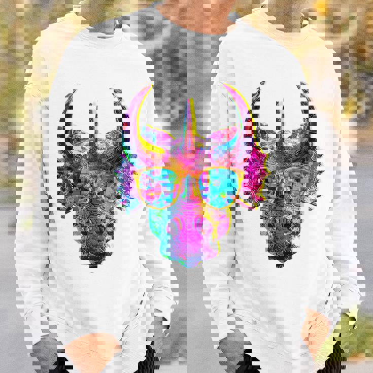 トリケラトプス 恐竜 グラフィック サングラス アートワーク トリケラトプス スウェットシャツ 彼への贈り物