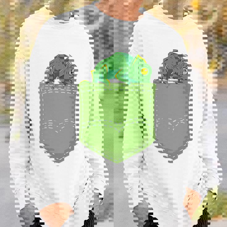 トロピカル アニマル トカゲ 爬虫類ラバー ポケット カメレオン スウェットシャツ 彼への贈り物