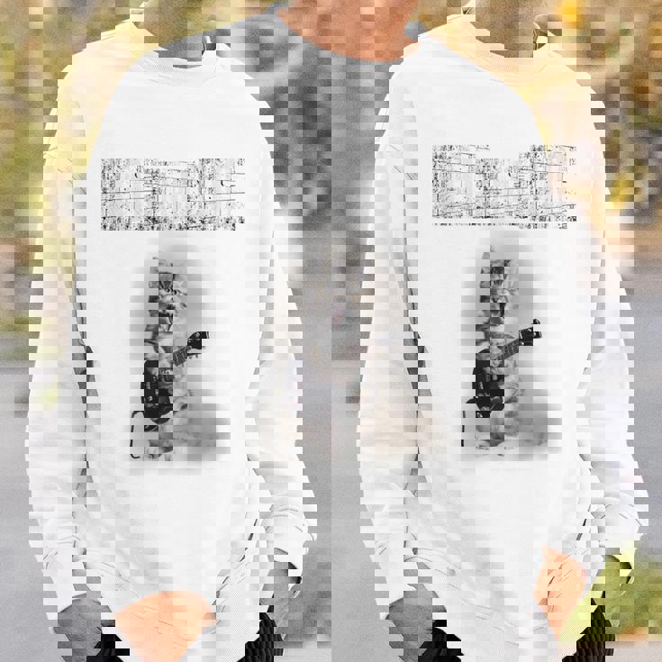 ニャーーーーと叫べ！ ロックな猫 キジトラ 子猫 バンド 長袖tシャツ スウェットシャツ 彼への贈り物