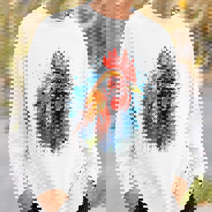 ニワトリ 動物 絵画 グラフィック 抽象 カラフル チキン スウェットシャツ 彼への贈り物