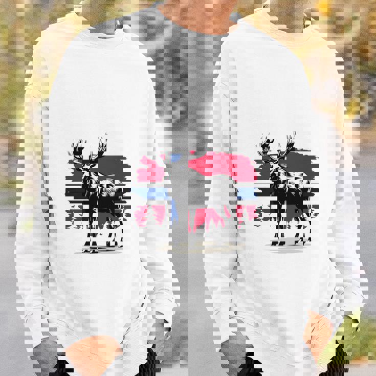 ノルウェー デザイン ヘラジカ ノルウェー国旗 自然 服装 北欧 長袖tシャツ スウェットシャツ 彼への贈り物