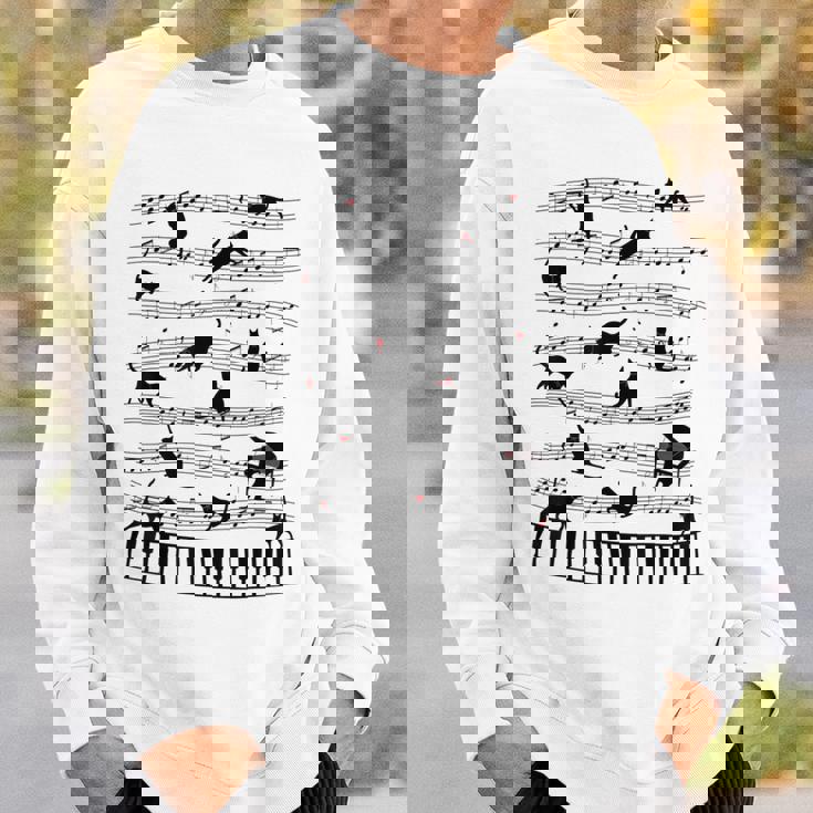 ノーティーキャット 音符付き 音楽 楽譜 おもしろ猫 ギフト スウェットシャツ 彼への贈り物