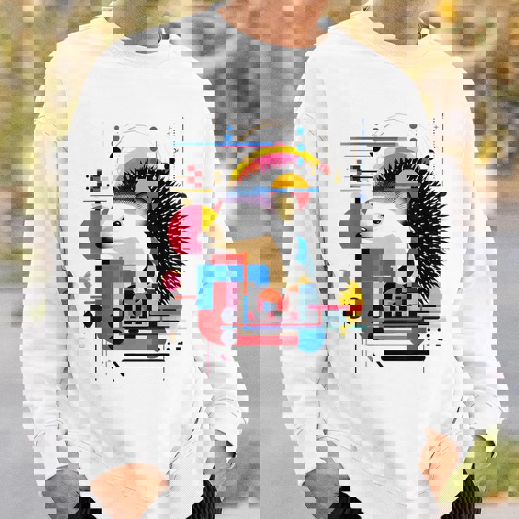 ハリネズミ アート 幾何学 動物 抽象 グラフィック ハリネズミ スウェットシャツ 彼への贈り物