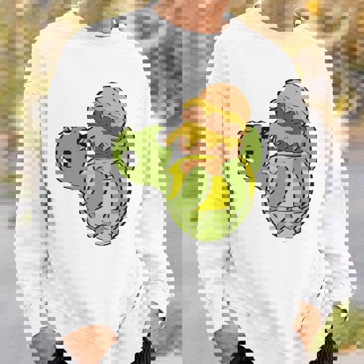 ハンバーガーを食べるかわいいカメ 面白いハンバーガー 長袖tシャツ スウェットシャツ 彼への贈り物