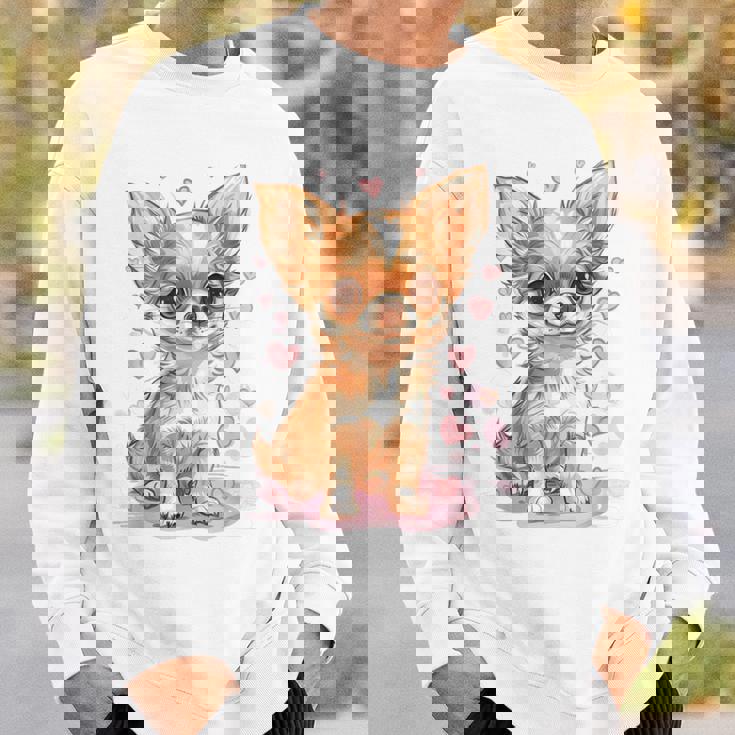 ハートに囲まれた愛らしいチワワ スウェットシャツ 彼への贈り物