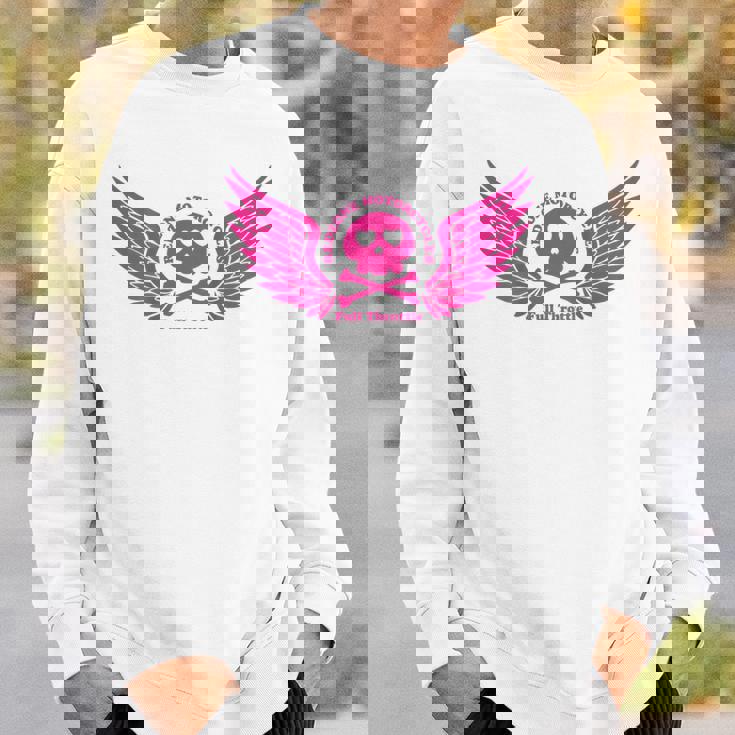 バイク おもしろ ドクロ 可愛い ハート オートバイ 羽ばたく翼 バックプリント 天使 スウェットシャツ 彼への贈り物