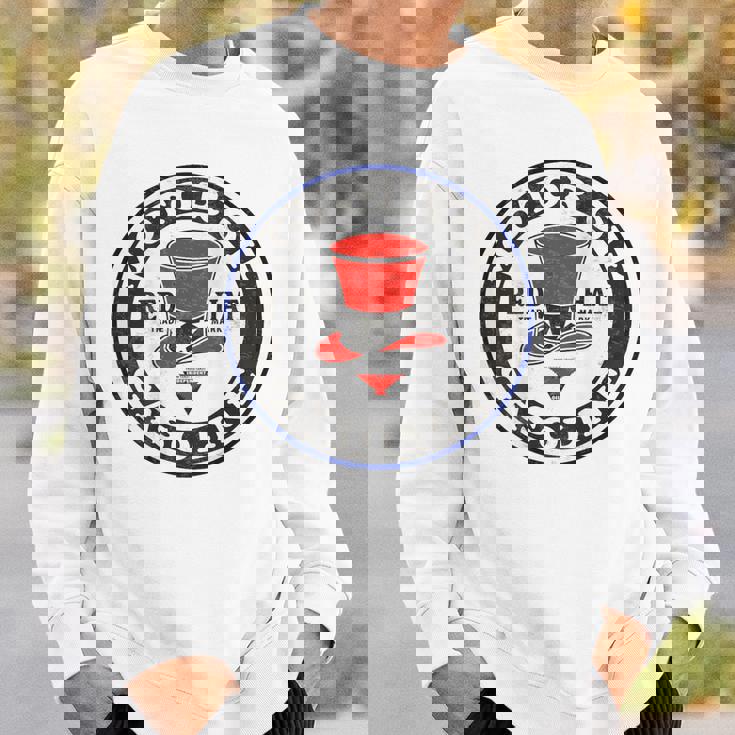 バックプリントのみ レトロ ビンテージ ガソリンスタンド レッドハット モーターオイル スウェットシャツ 彼への贈り物