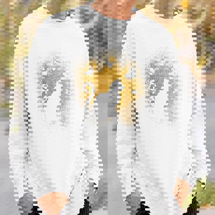 バックプリントの猫のシルエット スウェットシャツ 彼への贈り物