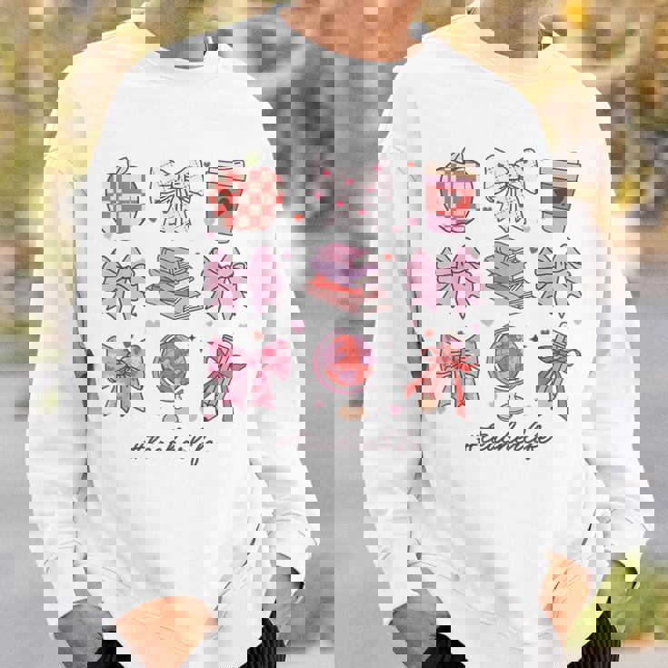 バレンタイン 教師 かわいい弓 アップル 地球儀 鉛筆 本 アート スウェットシャツ 彼への贈り物