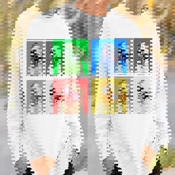 パグ 面白いtシャツ 犬 かわいい メンズ 子供 おもしろ 服 雑貨 グッズ ネタ わんこ イヌ 黒パグ 長袖tシャツ スウェットシャツ 彼への贈り物